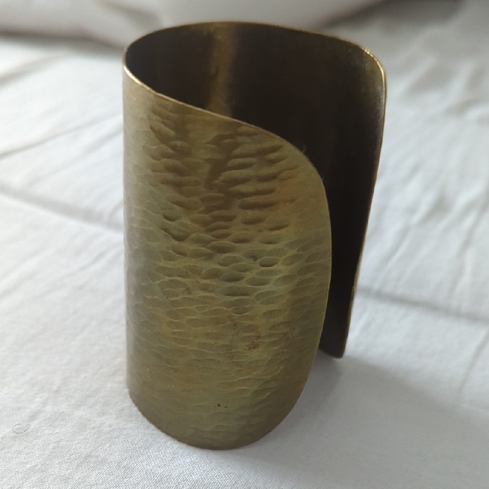 Hammered Metal Bronze Gold Cuff Bracelet